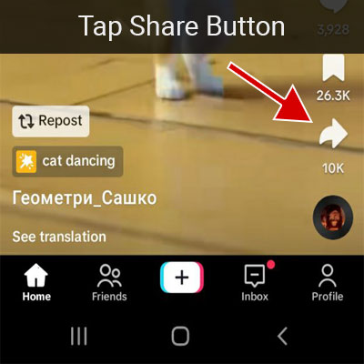 Tap on the Share button